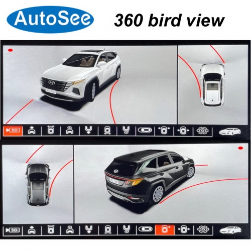 suit original OEM monitor for Hyundai Mufasa ENCINO Kona Palisade 360° degree camera bird eye 3D Panoramic view Front rear side Surround parking reverse